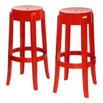 Стул барный Charles Ghost красного цвета