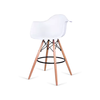 Стул барный Ravel белого цвета с ножками из массива