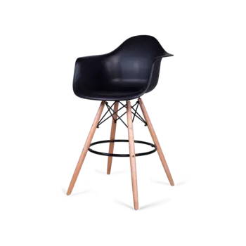 Стул барный Ravel черного цвета с ножками из массива