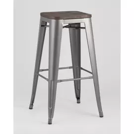 Стул барный Tolix Wood серебристого цвета