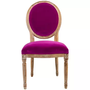 Стул луи цвета фуксия с велюровой обивкой