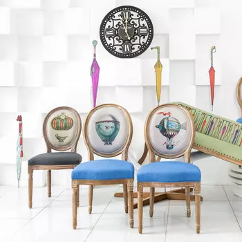 Стул мария антуанетта с сиденьем и спинкой синего цвета