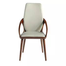 Стул с обивкой из кремового кожзаменителя