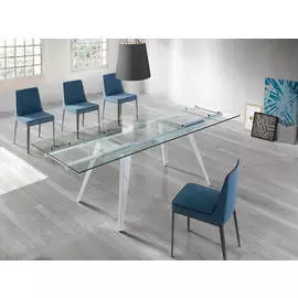 Стул в обивке из ткани синего цвета