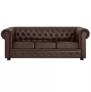 Трехместный диван Chesterfield коричневого цвета