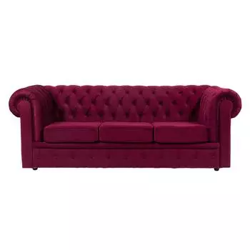 Трехместный диван Chesterfield тёмно-бордового цвета