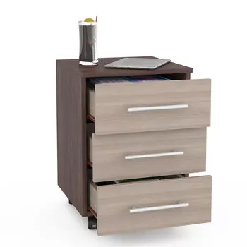 Тумба брайтон на колёсиках цвета ясень шимо тёмный/ясень шимо светлый