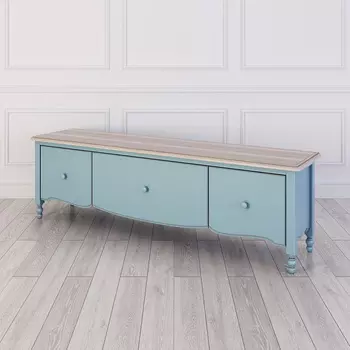 Тумба под тв Leblanc с ящиком и двумя дверцами голубого цвета