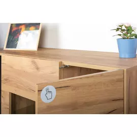 Тумба под тв с двумя дверцами арчи с подсветкой цвета дуб крафт золотой/камень тёмный