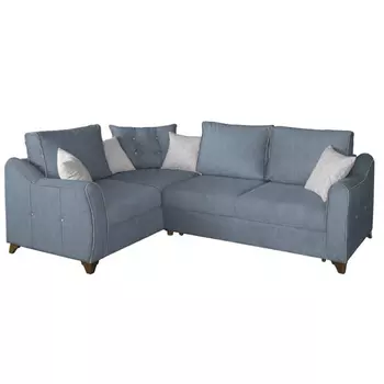 Угловой диван френсис в обивке из велюра серо-синего цвета