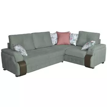 Угловой диван-кровать николь в обивке из велюра серого цвета