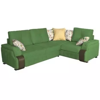 Угловой диван-кровать николь в обивке из велюра зеленого цвета