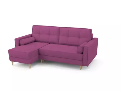 Угловой диван-кровать отто пурпурного цвета левый