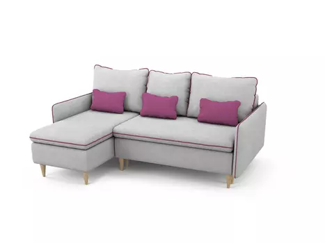 Угловой диван-кровать Ron левый светло-серого цвета