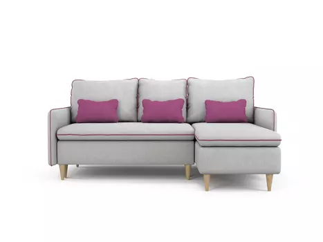 Угловой диван-кровать Ron правый светло-серого цвета