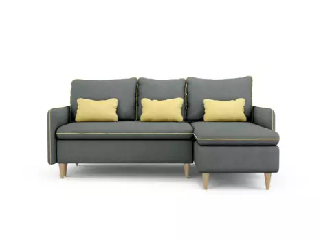 Угловой диван-кровать Ron правый темно-серого цвета