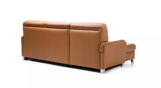 Угловой диван-кровать в коже Stelo коричневого цвета