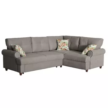 Угловой диван левый мирта с обивкой из велюра серого цвета