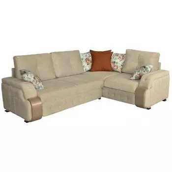 Угловой диван николь в обивке из велюра бежевого цвета