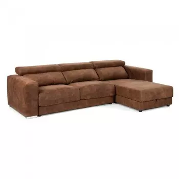 Угловой диван Singapore с оттоманкой коричневого цвета