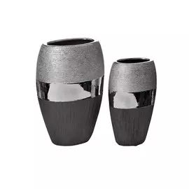 Ваза керамическая черно-серебристого цвета