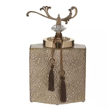 Ваза с крышкой бежево-золотого цвета