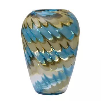 Ваза стеклянная (бело-синяя)