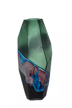 Ваза стеклянная изумрудного цвета