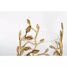 Ваза стеклянная с декором золотые ветви