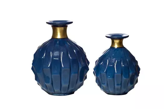 Ваза стеклянная темно-синяя