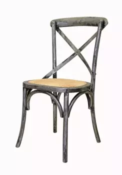 Венский стул Cross Back Silver с сидением из ротанга