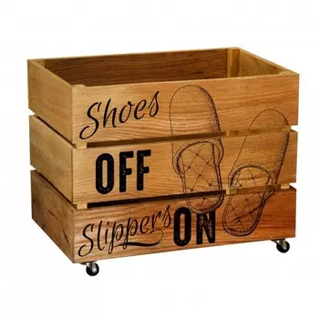 Ящик для тапочек из массива дуба на колесиках