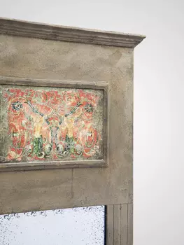 Зеркало из трех частей с рисунком и старением