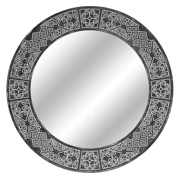 Зеркало в раме Papua Circle Black в этническом стиле