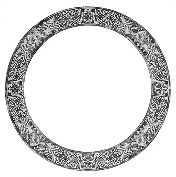 Зеркало в раме Papua Circle Large Black в этническом стиле