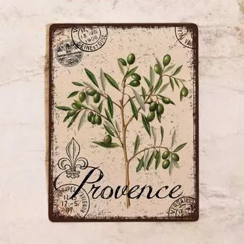 Жестяная табличка ветвь оливы в стиле прованс