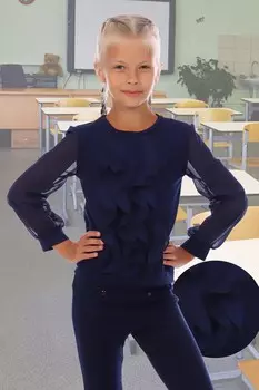 Блуза детская Ника (темно-синяя)