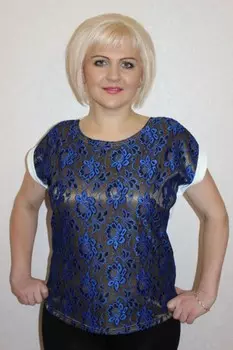 Блуза трикотажная Ава (синяя) рр