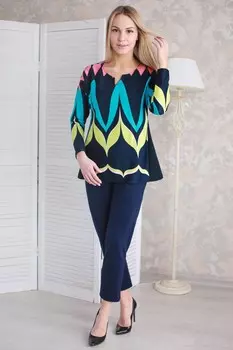 Блуза трикотажная Юстина (синяя)