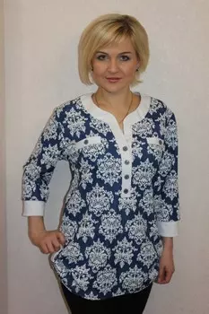 Блуза трикотажная Нева (сине-белая)