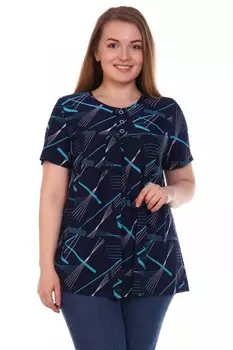 Блуза трикотажная Снежана (голубой узор) рр