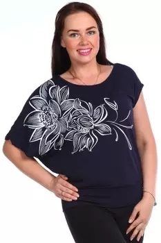 Блуза трикотажная Викки (темно-синяя)