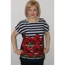 Блуза вискозная Кэтрин (маки)