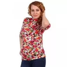 Блуза вискозная Лада (желто-оранжевые цветы)
