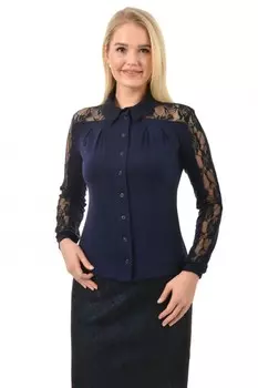 Блуза вискозная Лакрес (темно-синяя) рр