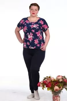 Блуза вискозная Прада (лилии) рр