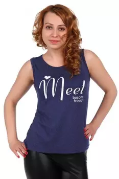 Блуза вискозная Встреча (темно-синяя)