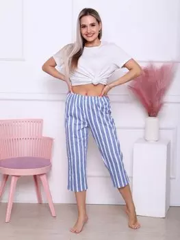 Бриджи трикотажные Катарина (голубая полоса)