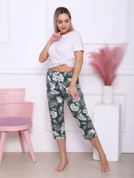Бриджи трикотажные Катарина (листья)