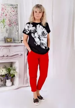 Брюки трикотажные Айнагуль (красные) рр